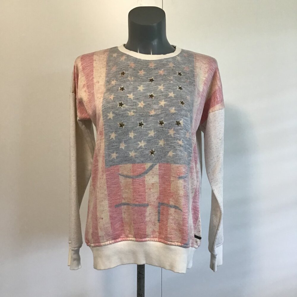 Cashewnut American Flag Embellished Sweatshirt Size XL